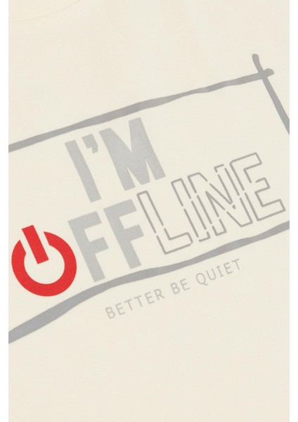 Erkek Çocuk Tişört Offline / Çevrimdışı Yazı Baskılı 9-14 Yaş, Krem fırsatları