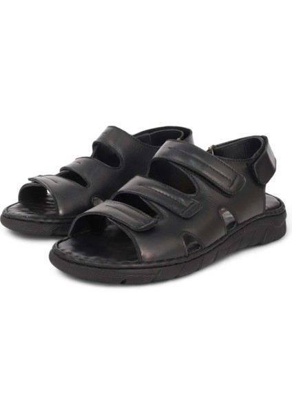 2040 Masaj Tabanlı Deri Tam Anatomik Erkek Sandalet - NKT02040-SIYAH-46 fiyatları
