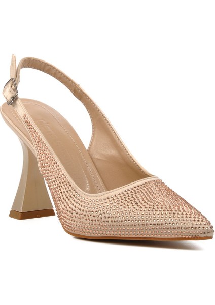 181 Kadın Sivri Burun Taşlı Kadeh Ökçe Abiye Ayakkabı Ten fiyatları