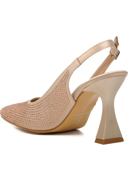 181 Kadın Sivri Burun Taşlı Kadeh Ökçe Abiye Ayakkabı Ten modelleri