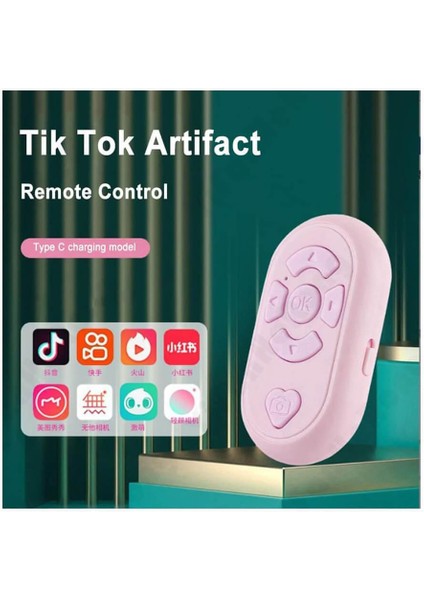 Tiktok Bluetooth Uzaktan Kumanda Düğmesi Sayfa Çevirici Video Kaydı Selfie Kumandası