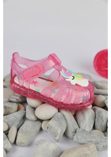 19 - 25 Numara Kız Çocuk Fuşya Igor Tobby Gloss Unicorn Sandalet