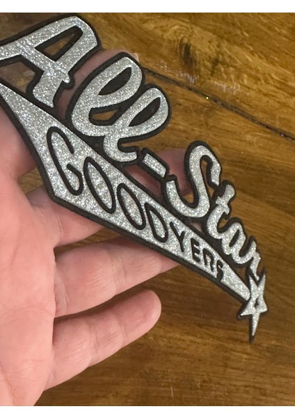 17X6 cm Gümüş Varaklı All Star Yazılı Arma Dikiş Aplike fiyatları