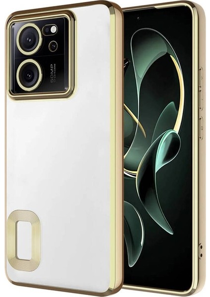 Enci Store Xiaomi Mi 13T Pro Uyumlu Kılıf Kamera Korumalı Logo Gösteren Omega Kapak, Gold