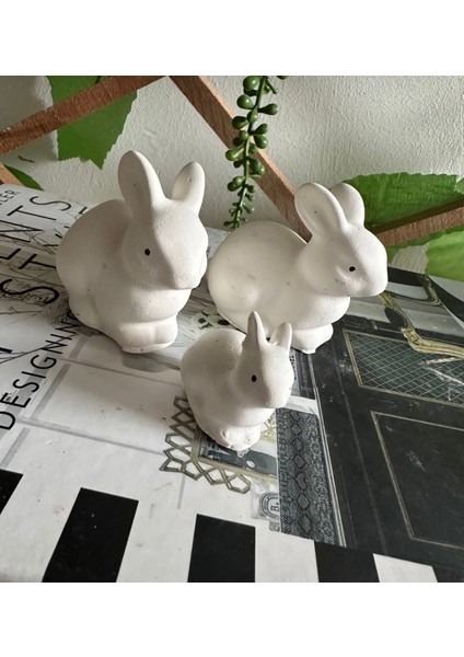 3’lü Dekoratif Tavşan Biblo