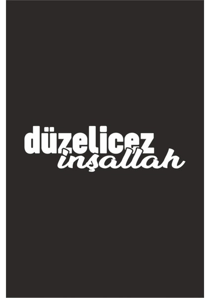 Laputa Tükkan 30 x 8 cm Düzelicez Inşallah Yazılı Oto Sticker Araba Cam Sticker