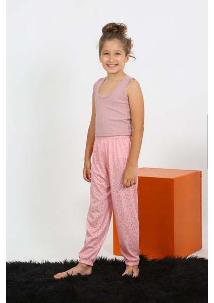 Kız Çocuk Sıfır Kol Gül Kurusu Penye Pijama Takım 20433 fiyatları