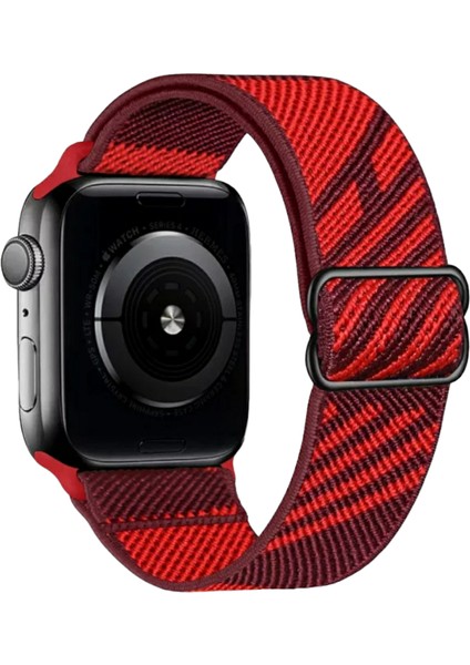 Apple Watch 38MM / 40MM/ 41 mm (Seriler /se ile Uyumlu) Örgü Tokalı Bant Kordon Kırmızı Siyah