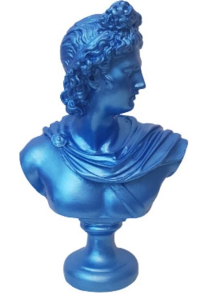Metalik Mavi Apollo Büst