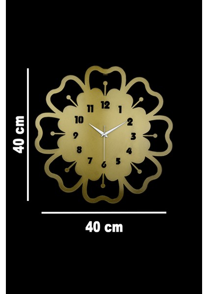 Mercan Model Dekoratif Metal Lazer Kesim Akar SESSİZ Mekanizmalı Duvar Saati (40*40 Cm)