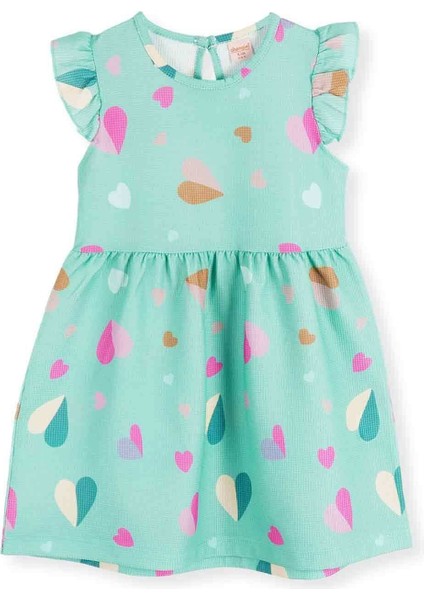 Kız Çocuk Kalp Desenli Elbise AK2406