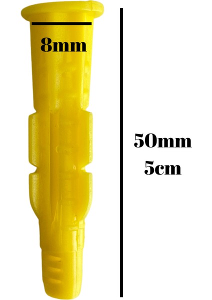 Roket Sarı 8 mm Dübel Beton Tuğla Briket Dübeli (8mm)(Sarı)(Roket)