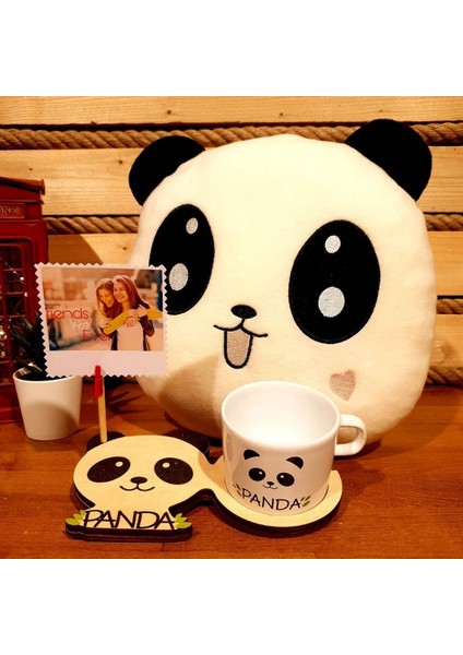 Sevimli Panda 3D Figürlü Kupa & Polar Yastık Arkadaşa Hediye