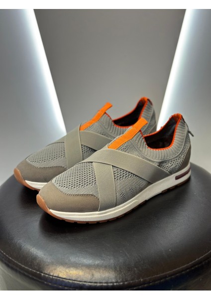 Triko Lastikli Yürüyüş Spor Ayakkabı Gri