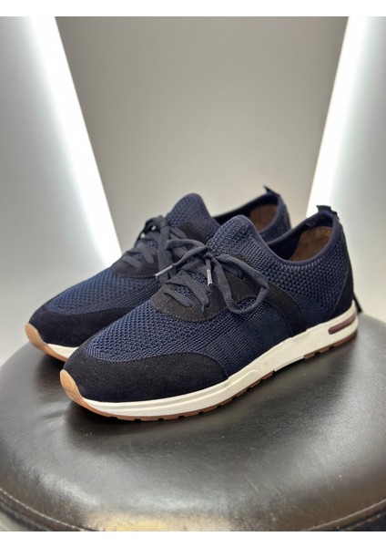 Triko Bağcıklı Yürüyüş Spor Ayakkabı Lacivert