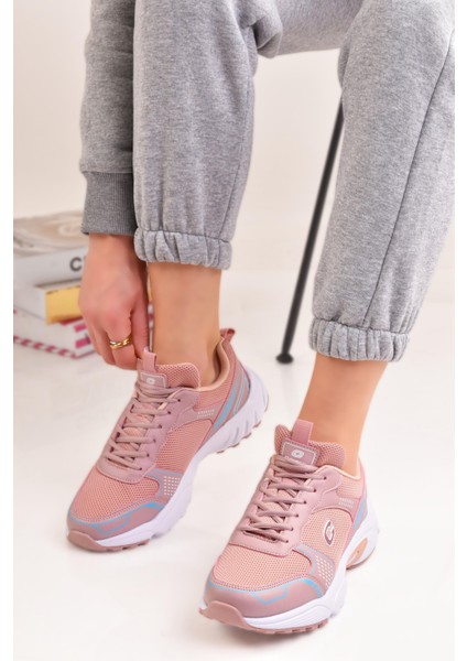 Günlük Kadın Sneaker Spor Ayakkabı Desenli Hafif Yüksek Taban Bağcıklı 001