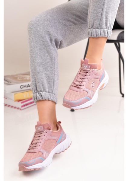 Günlük Kadın Sneaker Spor Ayakkabı Desenli Hafif Yüksek Taban Bağcıklı 001