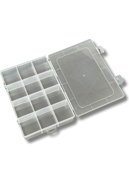 12 Bölmeli Kolye, Yüzük, Takı Düzenleyici Organizer Plastik Şeffaf Kutu 13X19X3.5CM