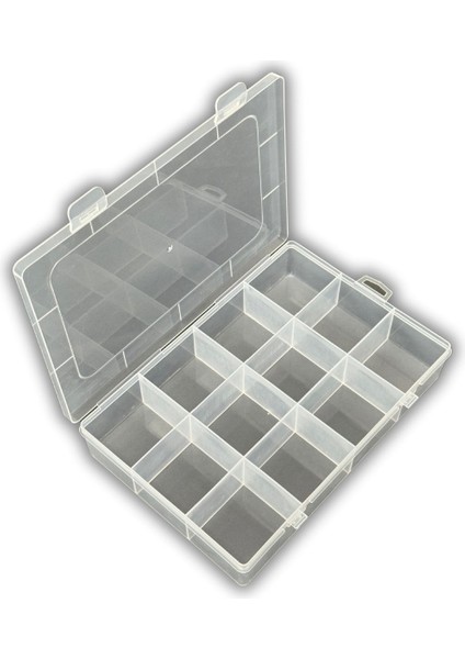 12 Bölmeli Kolye, Yüzük, Takı Düzenleyici Organizer Plastik Şeffaf Kutu 13X19X3.5CM modelleri