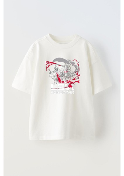 Unisex Levi Ackerman Tasarım Baskılı Pamuk Beyaz Oversize T-Shirt