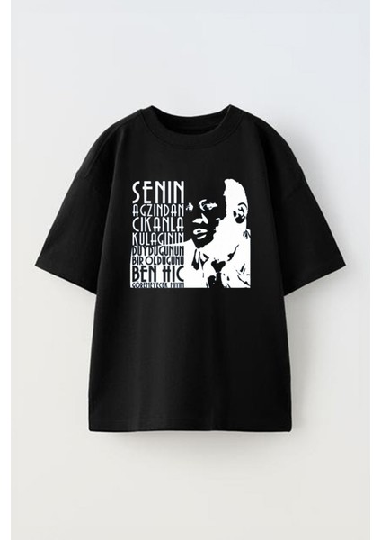 Unisex Senin Ağzından Cıkanı Kulagın Duyuyormu Tasarım Baskılı Pamuk Sıyah Oversize T-Shirt