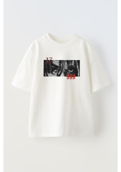 Unisex 17 x 999 Tasarım Baskılı Pamuk Beyaz Oversize T-Shirt