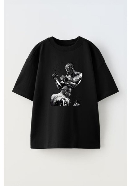 Unisex Gian Galang Tasarım Baskılı Pamuk Sıyah Oversize T-Shirt