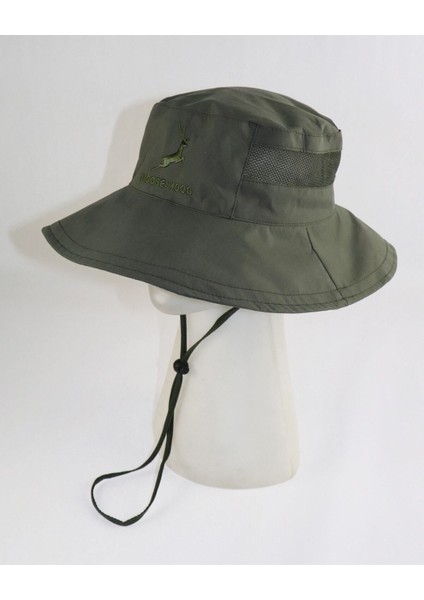 Haki Güneş Koruyucu Safari Şapka, UV +50, Polyester, Rahat ve şık tasarım