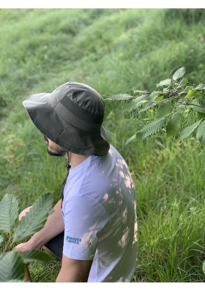 Haki Güneş Koruyucu Safari Şapka, UV +50, Polyester, Rahat ve şık tasarım