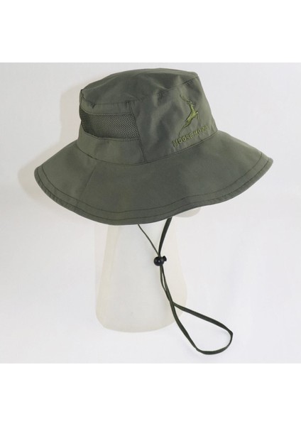 Haki Güneş Koruyucu Safari Şapka, UV +50, Polyester, Rahat ve şık tasarım