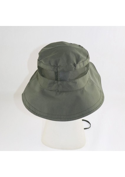 Haki Güneş Koruyucu Safari Şapka, UV +50, Polyester, Rahat ve şık tasarım