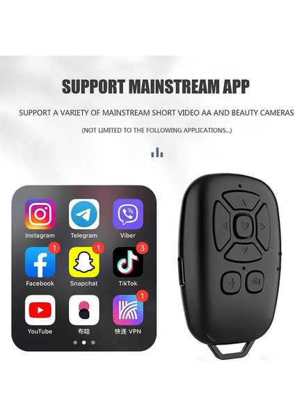 Instagram Tiktok Bluetooth Uzaktan Kumanda Sayfa Çevirici Video Kaydı Selfie Kumandası