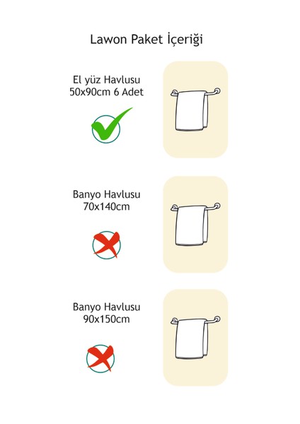 Lawon Victoria Serisi 6 Adet Otel Havlusu 50X90CM 250GR fırsatları