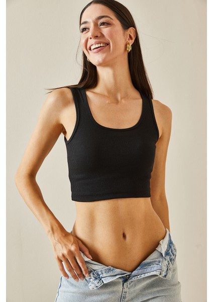 Siyah U Yaka Kaşkorse Bluz 5YXK2-48732-02 modelleri