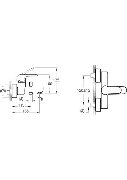 Root Round A42725 Banyo Bataryası Krom