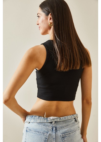 Siyah U Yaka Kaşkorse Bluz 5YXK2-48732-02 fırsatları