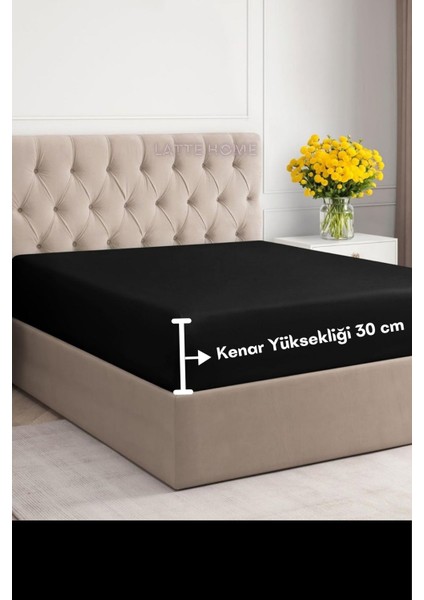 Siyah Renkli Pamuklu Penye Kumaş Fitted Lastikli Çarşaf Tek-Çift-Battal Ebat fiyatları