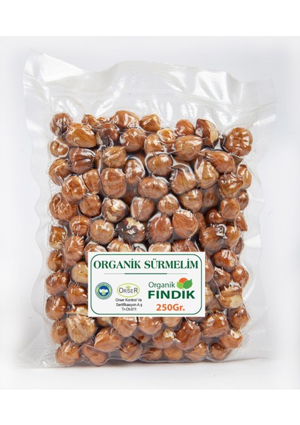 250 Gr. Organik Sertifikalı, Vakumlanmış, Organik, Taze, Çiğ, Iç Fındık