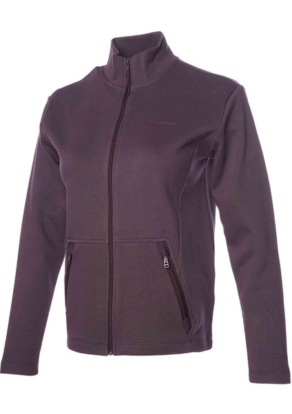 Kadın Sweatshirt Fermuarlı Dik Yaka Mor Renk Rahat Kesim Sonbahar Kış İçin fırsatları