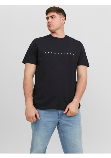 Jack & Jones Jjestar Jj Tee Ss Noos Pls Erkek Siyah Büyük Beden Tshirt 12243625-02