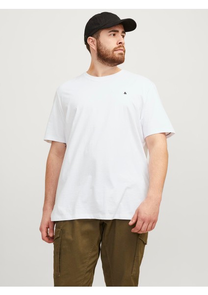 Jjepaulos Tee Ss Crew Neck Noos Pls Erkek Beyaz Büyük Beden Tshirt 12253778-01