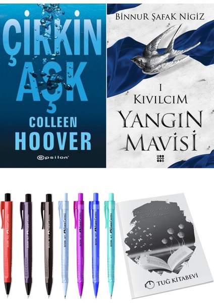 Yangın Mavisi 1 Kıvılcım Binnur Şafak Nigiz ve Epsilon Yayınevi Çirkin Aşk Colleen Hoover 2li Set