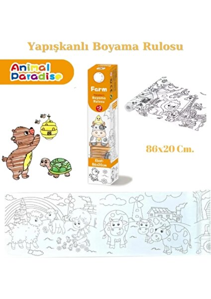 Yapışkanlı Rulo Resim Boyama Kağıdı Farm  86 x 20 cm