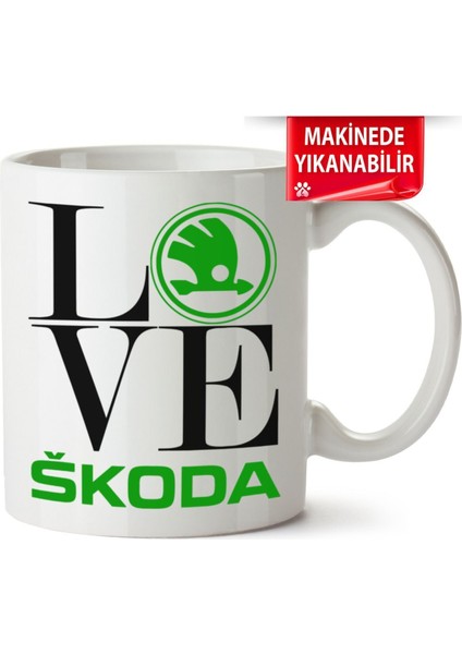 Çakılap Skoda Logo Baskıpı Porselen Kupa Bardak