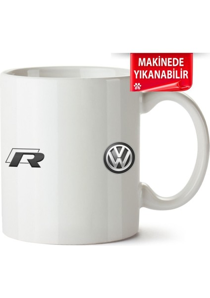 Çakılap Vw R Logo Baskıpı Porselen Kupa Bardak