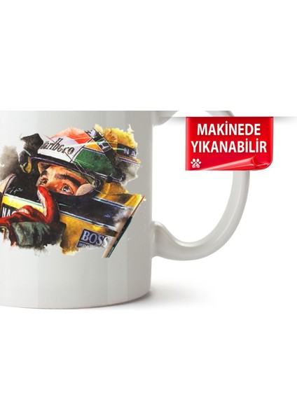 Çakılap Ayrton Senna Baskılı Porselen Kupa Bardak