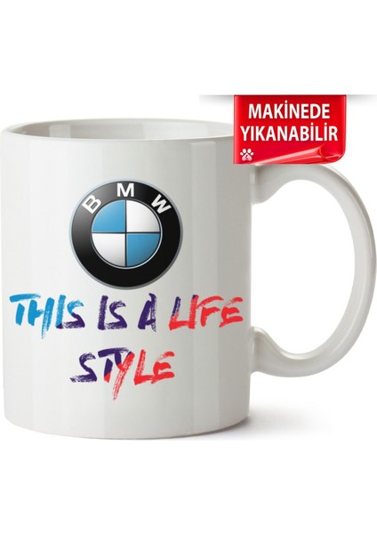 Çakılap Bmw Logo Baskılı Porselen Kupa Bardak