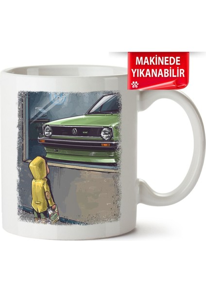 Çakılap Vw Golf 1 Baskıpı Porselen Kupa Bardak (Kp-Otmbl-Vw)
