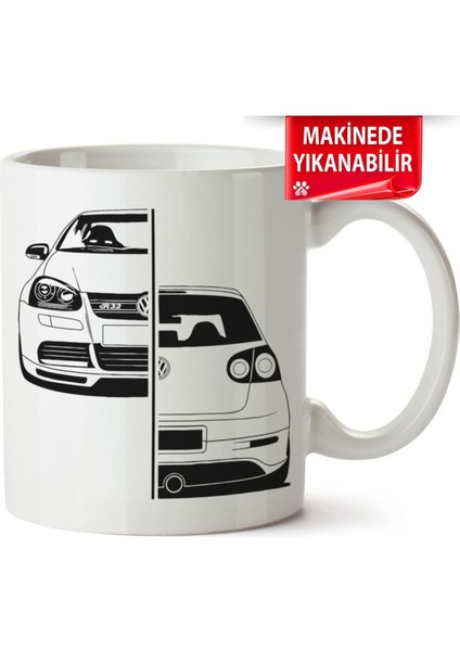 Çakılap Vw Golf 5 Baskıpı Porselen Kupa Bardak (Kp-Otmbl-Vw)