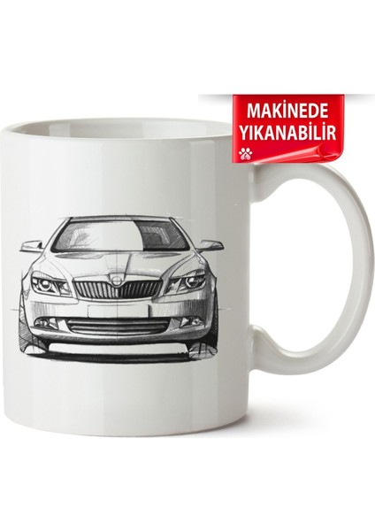 Çakılap Skoda Octavia A6 Baskıpı Porselen Kupa-Bardak